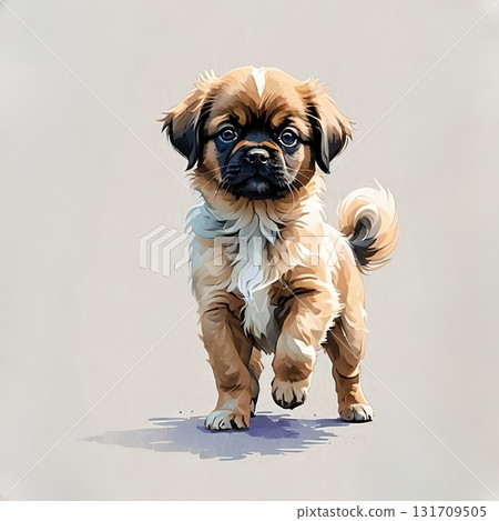 Standing Tibetan Spaniel puppy Standing Tibetan Spaniel puppy 131709505