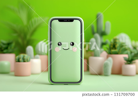 仙人掌背景的可愛智慧型手機,讓您享受輕鬆的數位生活 仙人掌背景的可愛智慧型手機,讓您享受輕鬆的數位生活 131709700