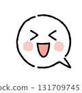 Delighted smiley face, hand-drawn, speech bubble on white 131709745