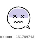 A pale face with crossed eyes, hand-drawn, white speech bubble 131709748