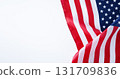 United States flag on white background with copy space, suitable for patriotic posters, banners, and national celebration designs. 131709836