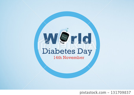 Blue circle symbol with glucose meter and World Diabetes Day inscription, global awareness poster, health and medical concept. World diabetes day banner for design. Blue circle symbol with glucose meter and World Diabetes Day inscription, global awareness poster, health and medical concept. World diabetes day banner for design. 131709837