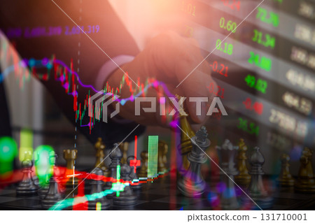 Stock market or forex trading graph and candlestick chart suitable for financial investment concept. Economy trends background for business idea and all art work design. Abstract finance background. 131710001