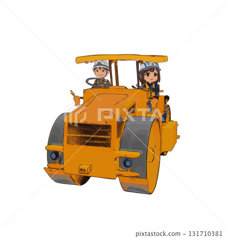 操作人員及工人在建築土木工程路面工地操作碎石壓路機、壓實機 操作人員及工人在建築土木工程路面工地操作碎石壓路機、壓實機 131710381