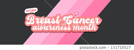Breast cancer awareness month concept horizontal banner design template with pink ribbon and text isolated on grey background. October is Breast cancer awareness month vector flyer, banner, poster Breast cancer awareness month concept horizontal banner design template with pink ribbon and text isolated on grey background. October is Breast cancer awareness month vector flyer, banner, poster 131710527