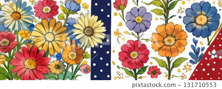 Floral Banner - Various Flowers 03-06 - Flower x Stripe x Polka Dot Pattern - Retro 1 Floral Banner - Various Flowers 03-06 - Flower x Stripe x Polka Dot Pattern - Retro 1 131710553