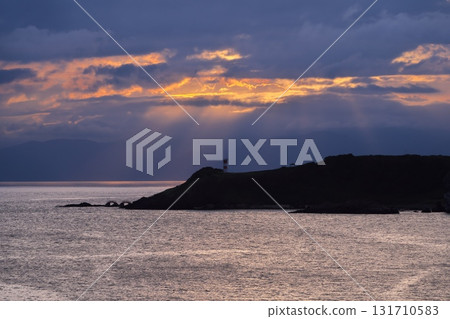 Summer on the Tsugaru Peninsula: View of Takanozaki at dawn from Ikamazaki 131710583