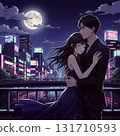 Couple dating on a full moon night 131710593