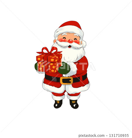 Santa Claus giving Christmas presents and gifts at Christmas in the winter Santa Claus giving Christmas presents and gifts at Christmas in the winter 131710935