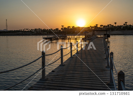 Sunset View Over Marsa Alam Lagoon and Pier Sunset View Over Marsa Alam Lagoon and Pier 131710981