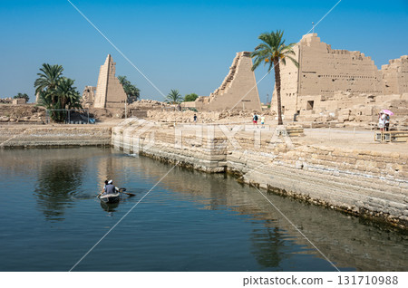 Ancient ruins of Karnak Temple in Luxor, Egypt 131710988