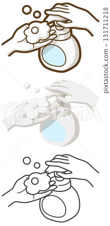 Wash your hands with a foam hand soap Wash your hands with a foam hand soap 131711218