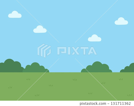 Simple illustration of grassland and sky 131711362