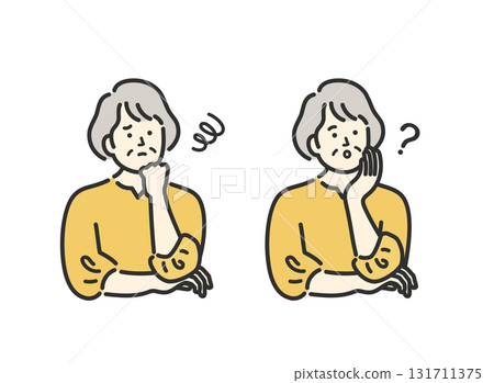 Middle-aged, senior, middle-aged, housewife, women's worries icon illustration Middle-aged, senior, middle-aged, housewife, women's worries icon illustration 131711375