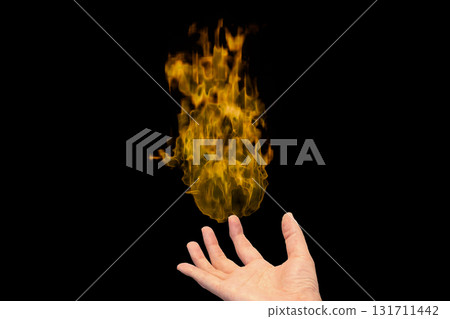 Flames appearing on the palm of your hand 131711442