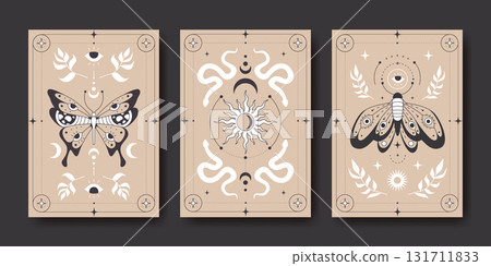 Boho mystic poster designs with celestial themes 131711833
