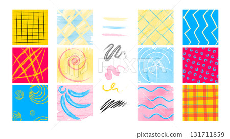 Colorful crayon grid patterns Colorful crayon grid patterns 131711859