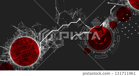 Technological art. Combination of sphere with technological lines and circles in one illustration. Vector. Technological art. Combination of sphere with technological lines and circles in one illustration. Vector. 131711961