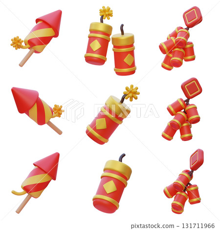 Chinese firecracker 3D Icon Set Chinese firecracker 3D Icon Set 131711966