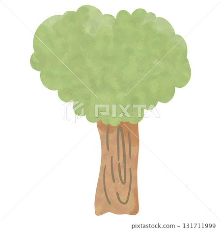 Watercolor Green Tree Illustration, Hand Drawn Nature Element 131711999