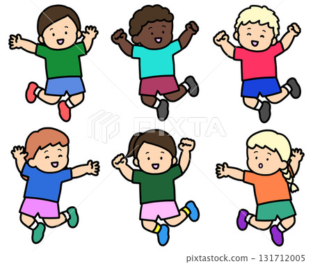 Smiling children jumping, 6 boys and 6 girls Smiling children jumping, 6 boys and 6 girls 131712005