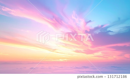 魔幻時刻,夕陽天空呈現出夢幻的柔和色彩 魔幻時刻,夕陽天空呈現出夢幻的柔和色彩 131712186