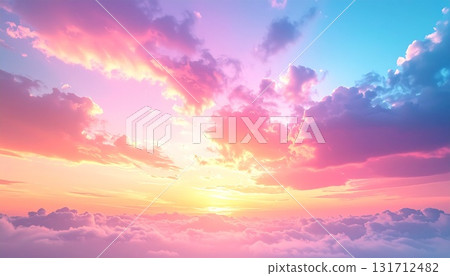 魔幻時刻,夕陽天空呈現出夢幻的柔和色彩 魔幻時刻,夕陽天空呈現出夢幻的柔和色彩 131712482