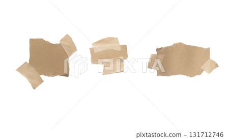 Set of adhesive brown tape isolated on white background. Set of adhesive brown tape isolated on white background. 131712746