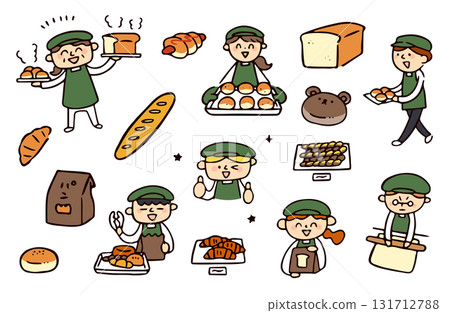 麵包和店員插圖集 131712788