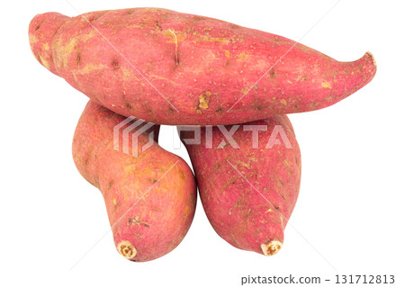 Pile of Japanese sweet potatoes on white background Pile of Japanese sweet potatoes on white background 131712813