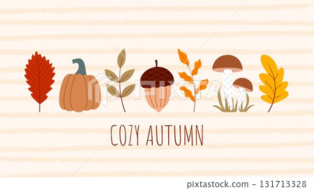 Cozy autumn banner Vector graphics 131713328