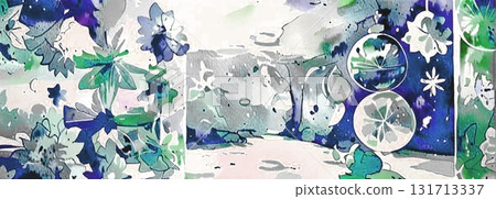 Background material, background image, pattern material, background illustration, wallpaper, Flower and Ice Room, Blue-Green 131713337