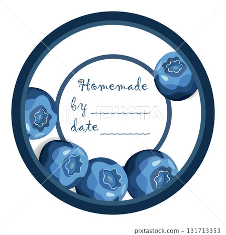 Template jam label design. Retro homemade label. Blueberry marmalade dessert product. Doodle vector illustration Template jam label design. Retro homemade label. Blueberry marmalade dessert product. Doodle vector illustration 131713353