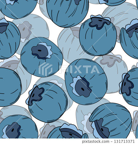 Seamless pattern with blueberry. Natural fresh ripe tasty blueberries. Vector illustration for background, packaging, textile, fabric and various other designs 131713371