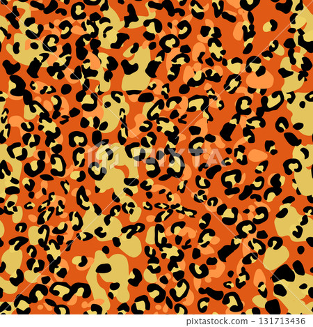 Abstract modern leopard seamless pattern. Animals trendy background. Color decorative vector stock illustration for print, card, postcard, fabric, textile. Modern ornament of stylized skin 131713436