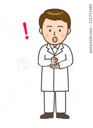 Illustration of a young male pharmacist clapping his hands after an idea strikes 131713460