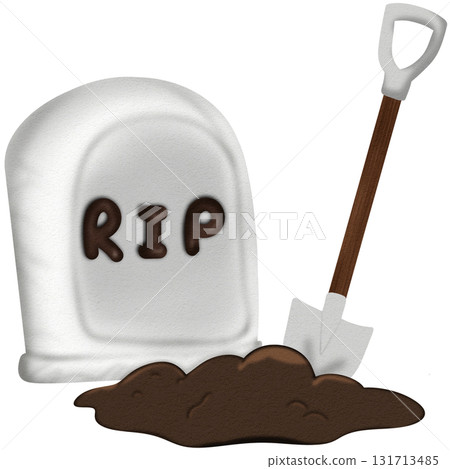 Cartoon Grave with RIP Sign 131713485