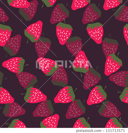 Seamless pattern with strawberry on color background. Natural delicious fresh ripe tasty fruit. Vector illustration for print, fabric, textile, banner, other design. Food concept Seamless pattern with strawberry on color background. Natural delicious fresh ripe tasty fruit. Vector illustration for print, fabric, textile, banner, other design. Food concept 131713571