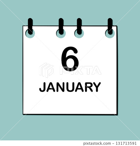 January 6. Daily Calendar icon for design. Simple design for business brochure, flyer, print media, advertisement. Easily editable 131713591
