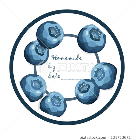 Template jam label design. Retro homemade label. Blueberry marmalade dessert product. Doodle vector illustration Template jam label design. Retro homemade label. Blueberry marmalade dessert product. Doodle vector illustration 131713671