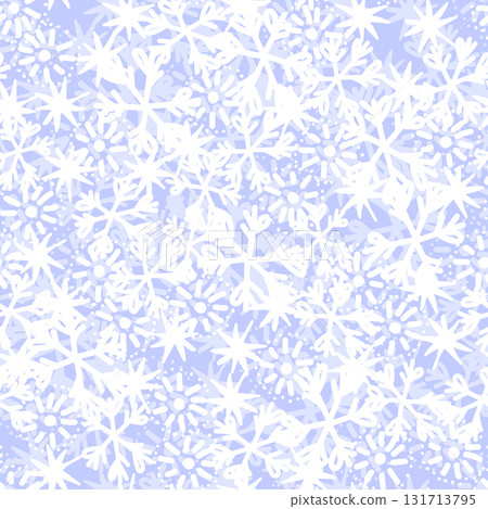 Winter seamless pattern with white snowflakes on color background. Vector illustration for fabric, textile wallpaper, posters, gift wrapping paper. Christmas vector illustration. Falling snow 131713795