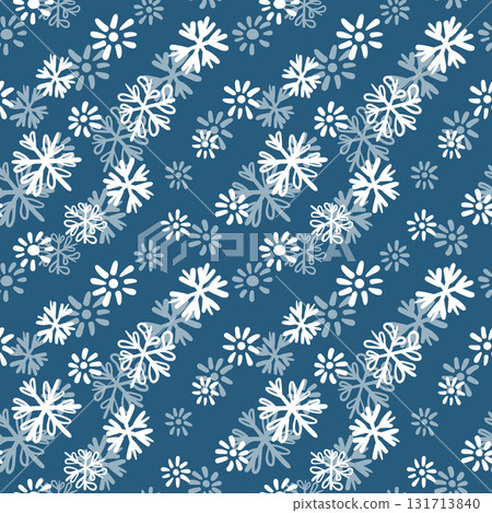 Winter seamless pattern with white snowflakes on color background. Vector illustration for fabric, textile wallpaper, posters, gift wrapping paper. Christmas vector illustration. Falling snow 131713840
