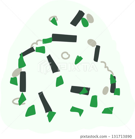 onigiri rice ball japanese food illustration with seaweed and green onion. 131713890