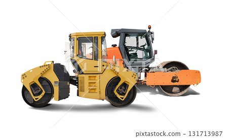 Heavy duty road roller machinery used for compacting asphalt in construction projects Heavy duty road roller machinery used for compacting asphalt in construction projects 131713987