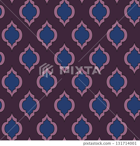 Arabic arabesque seamless pattern with colorful elements. Geometric background. Design greeting card for Ramadan Kareem, Islamic ornamental colorful detail of mosaic. Vector illustration 131714001
