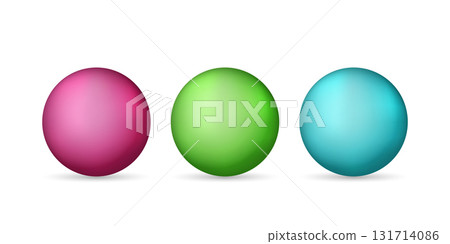 Set with glass colorful balls. Glossy realistic ball, 3D abstract vector illustration highlighted on a white background. Big metal bubble with shadow 131714086