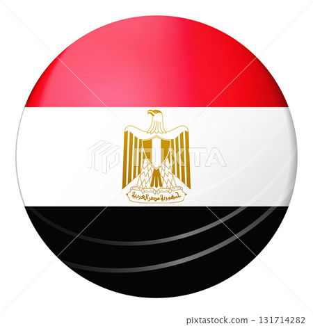 Glass light ball with flag of Egypt. Round sphere, template icon. National symbol. Glossy realistic ball, 3D abstract vector illustration highlighted on a white background. Big bubble 131714282