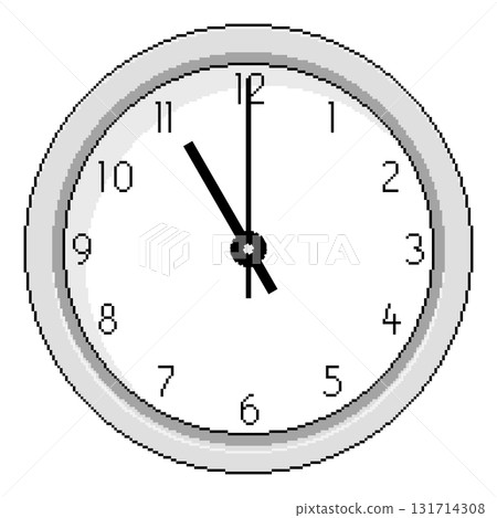 Pixel Art Clock at Eleven O'Clock - Vector Illustration Pixel Art Clock at Eleven O'Clock - Vector Illustration 131714308