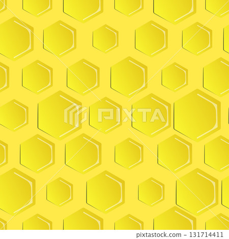 Seamless hexagon pattern with honeycomb. Vector illustration, geometric texture. Design for invitation, cards, textile, fabric. Doodle style 131714411