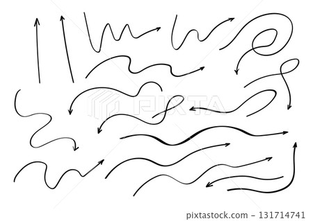 Business element icon in doodle style, arrow, infographic. Isolated vector illustration design. Hand drown business icon. Business idea concept 131714741